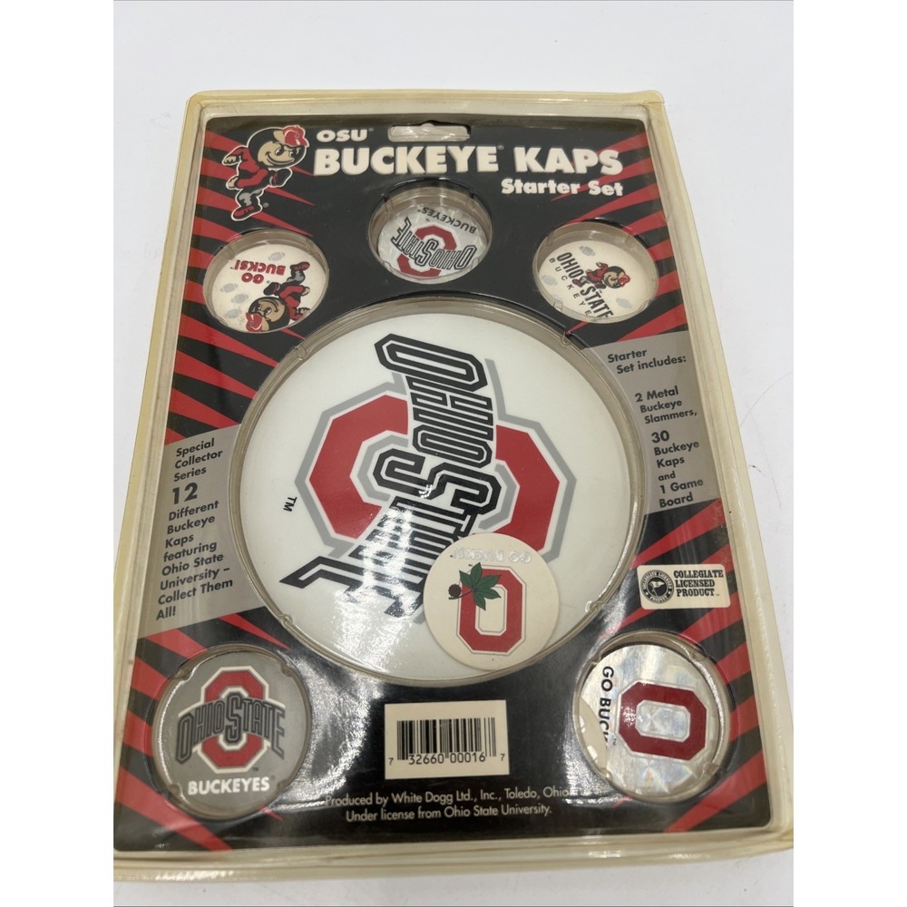 Vintage 1990s Ohio State University "Buckeye Kaps" Pogs Starter Set